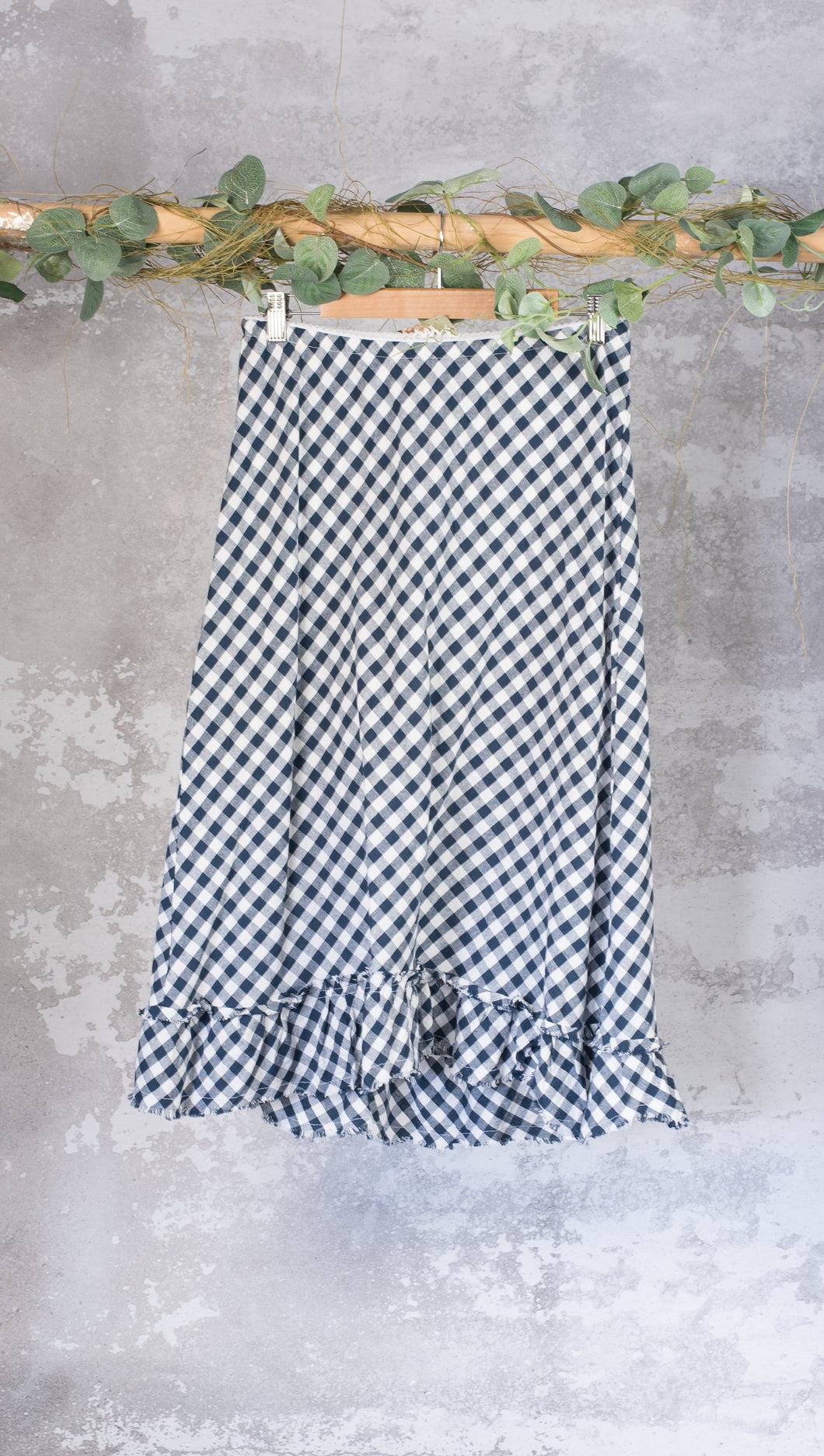 Cotton navy checked Vera lined skirt