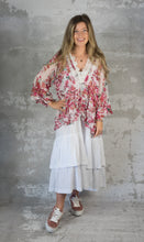 Load image into Gallery viewer, Rose floral crushed chiffon india top
