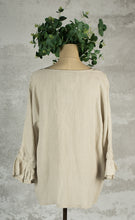 Load image into Gallery viewer, Natural linen lola top with rouche sleeve
