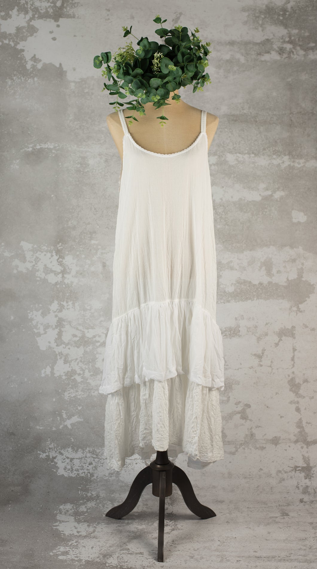 Vanilla cotton and chiffon Olivia slip dress