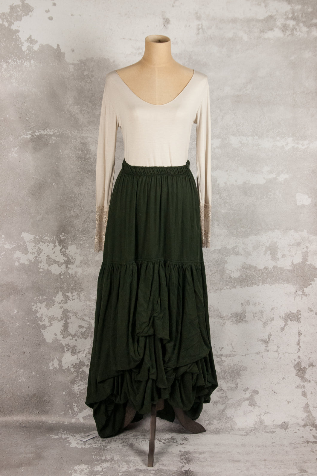 Forest green tiered skirt