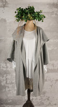 Load image into Gallery viewer, Grey merino hooded poncho jacket
