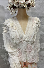 Load image into Gallery viewer, Rich cream antique lace and roses shirt
