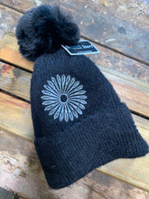 Load image into Gallery viewer, Black cashmere beanie with silver detail
