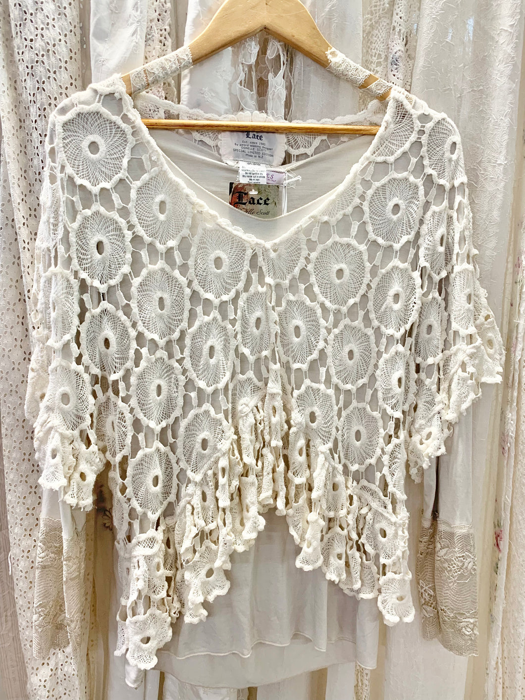 Cream cotton lace poncho