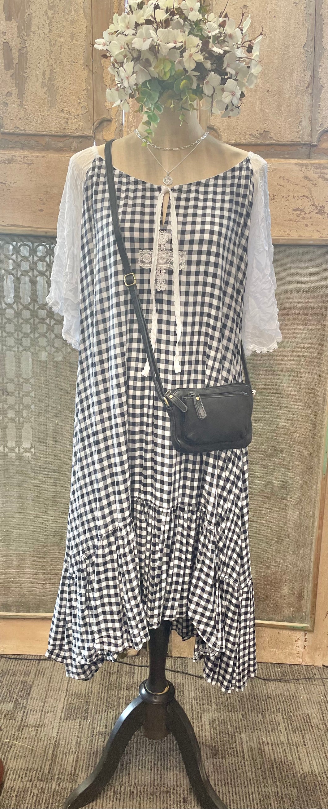 Navy and white gingham Caitlyn dress