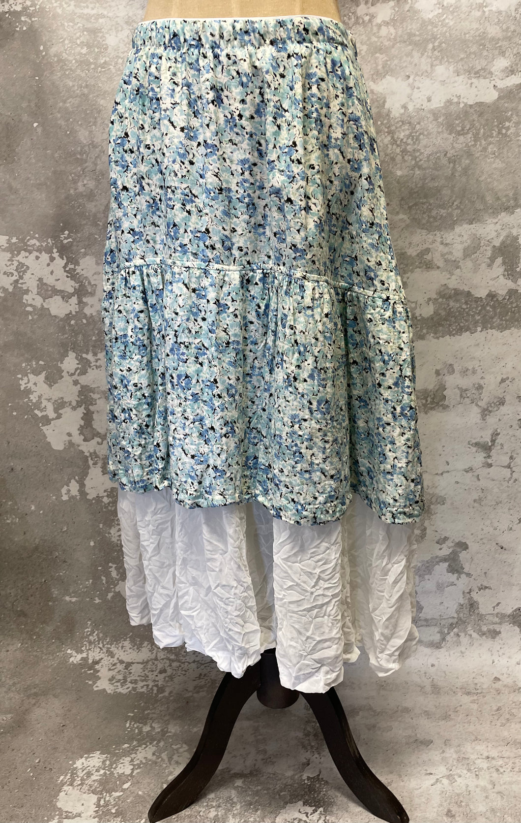 Cornflower floral skirt with cream tier