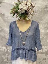 Load image into Gallery viewer, Denim blue roses top
